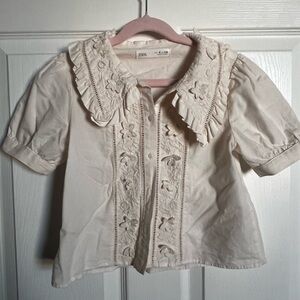 Zara Kids Ivory Floral Blouse